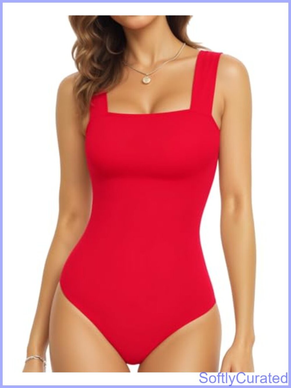 Cotton Elastane Square Neck Sleeveless Bodysuit Tank Top